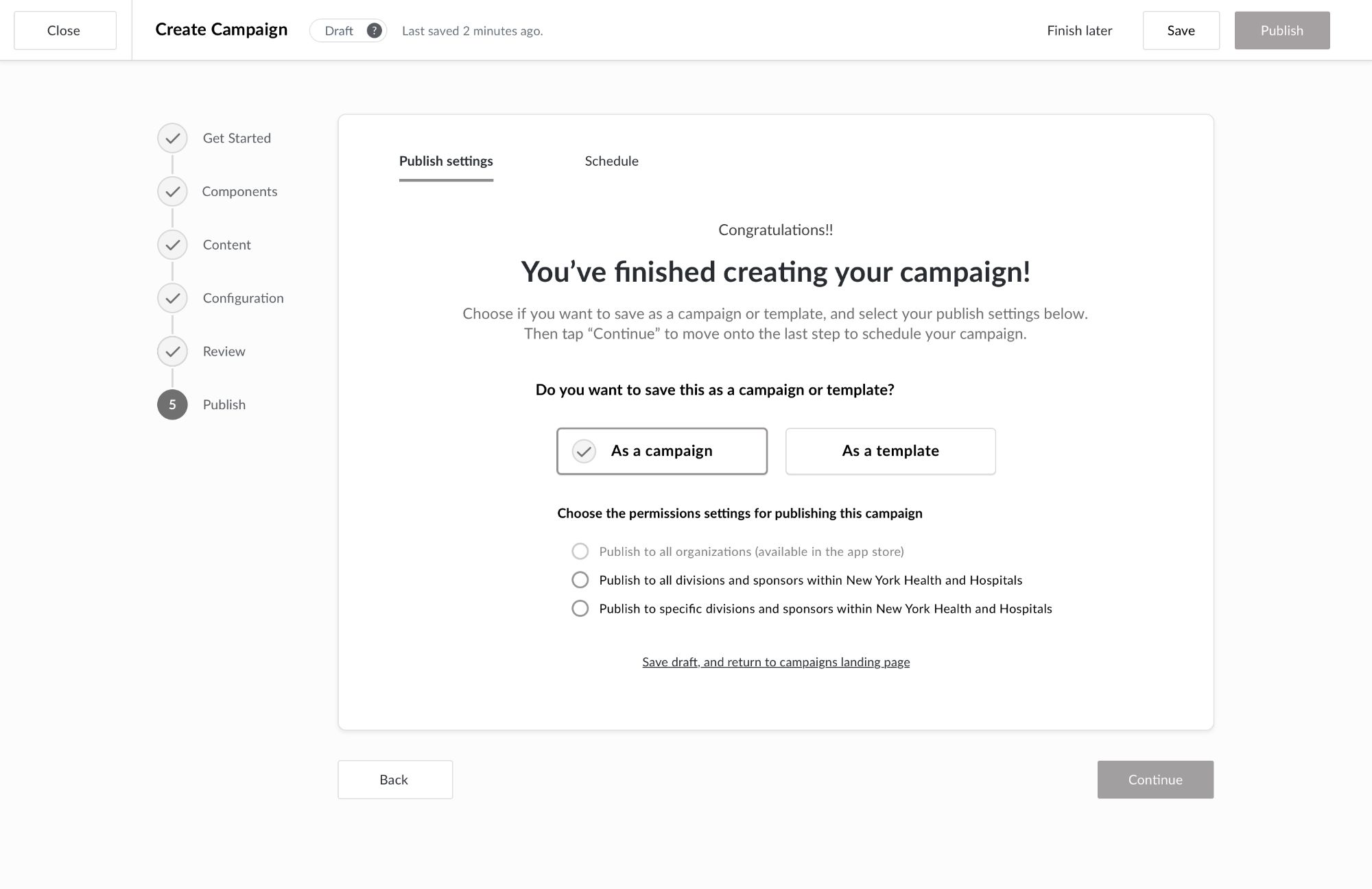 Publish as campaign