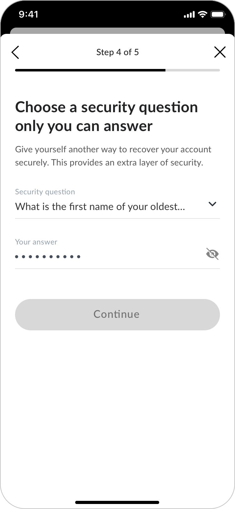 Security question filled